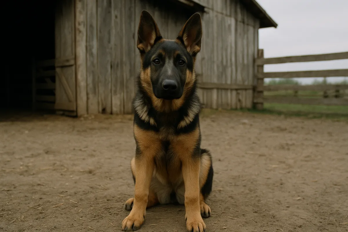 Maxx, der junge Schäferhund auf dem Hof